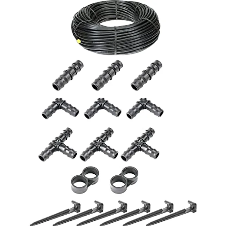 HaGa® Bewässerungsset - 25 Meter Tropfschlauch 16mm ohne Druckkompensierung inkl. Zubehör - Perlschlauch Gartenbewässerung