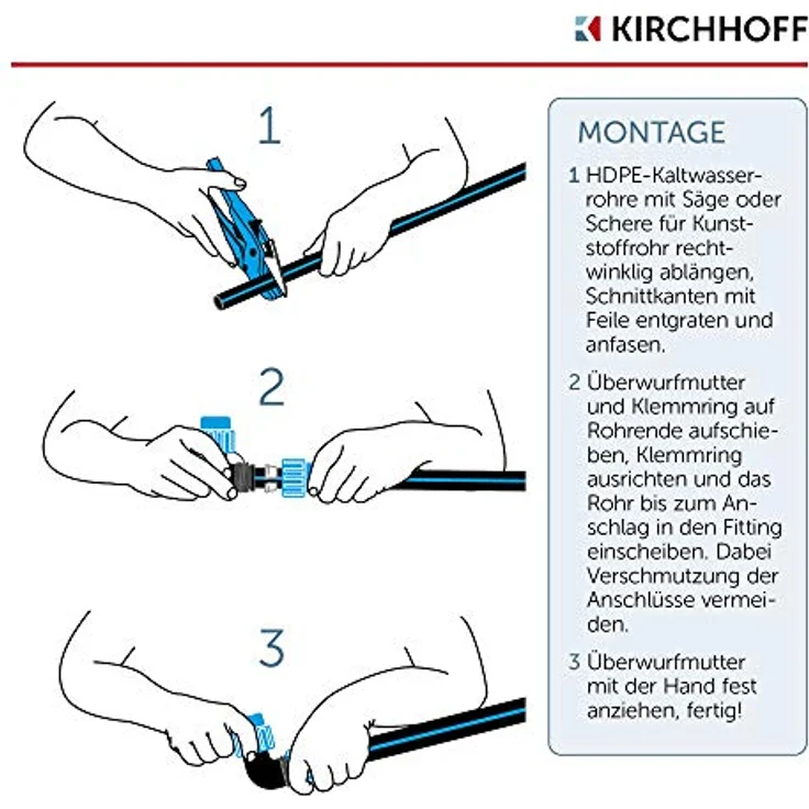 Kirchhoff Fitting Endstück | Kunststoff | 25 mm | DVGW geprüft | Trinkwasserqualität | Made in EU, Schwarz – Bild 5
