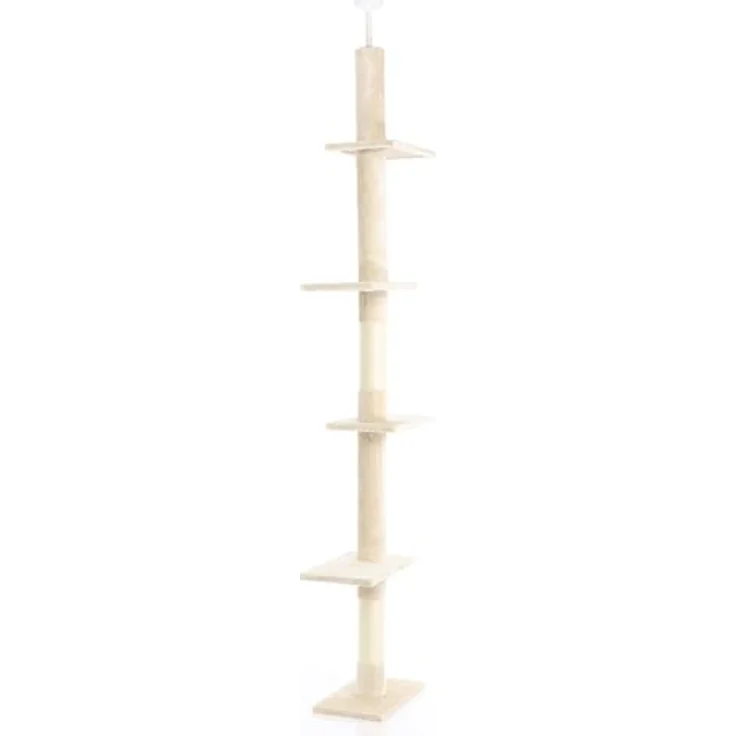 Fudajo Kratzbaum deckenhoch 230–276 cm in Beige, Katzenkratzbaum mit 4 Ebenen, höhenverstellbarer Deckenspanner, mit Sisal - Preisvergleich – Bild 3
