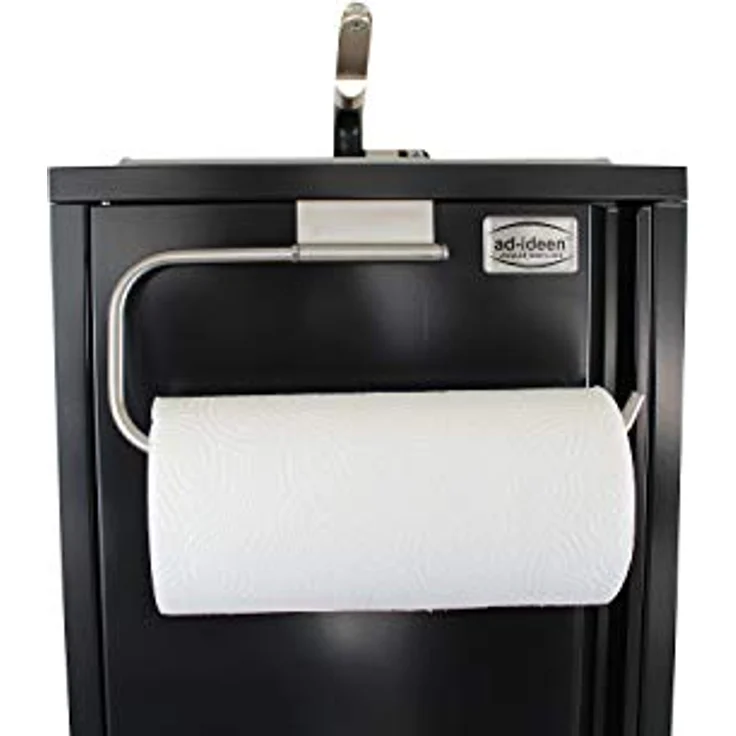 ad-ideen Mobiles Handwaschbecken mit Warmwasser, Edelstahlspüle 325 x 265 mm, Dunkel Anthrazit, Automatikwasserhahn und Papierrollenhalter – Bild 2