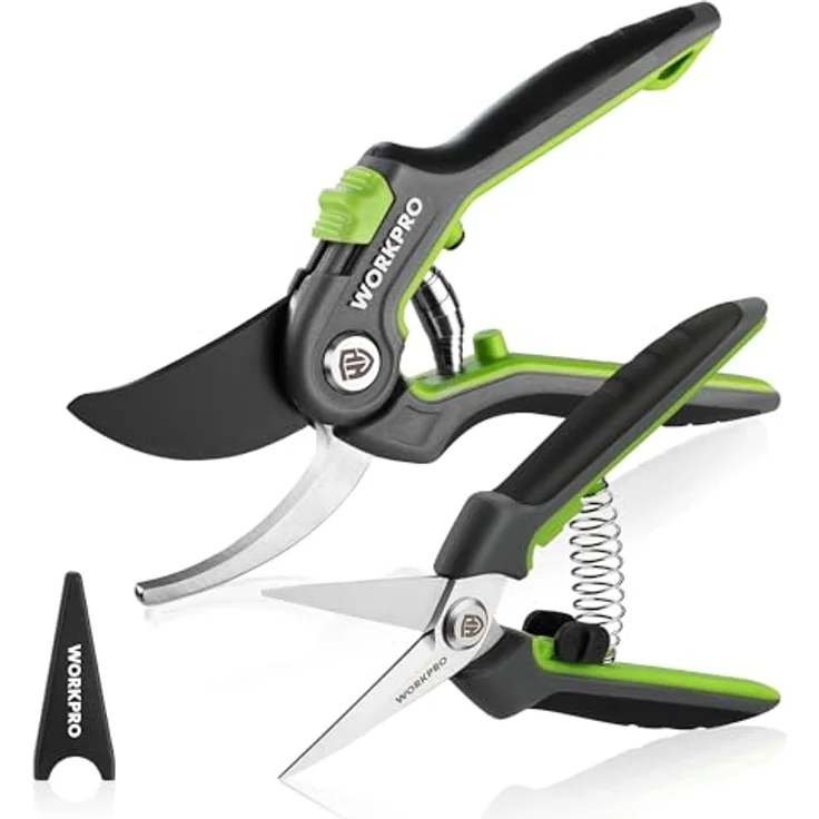 WORKPRO Gartenschere Set 2-tlg, Bypass Astschere 210mm & Ernteschere 160mm für Blumen & Früchte, SK5 Stahl, ergonomisches Design, Sicherheitsverschluss – Bild 1