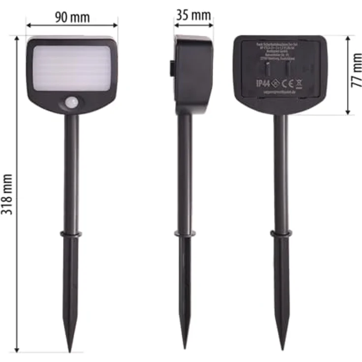 Northpoint LED Batterie Strahler Fluter Sicherheitsleuchte 3er Set mit Funk-Aktivierung Bewegungsmelder Dämmerungssensor (Outdoor) – Bild 2
