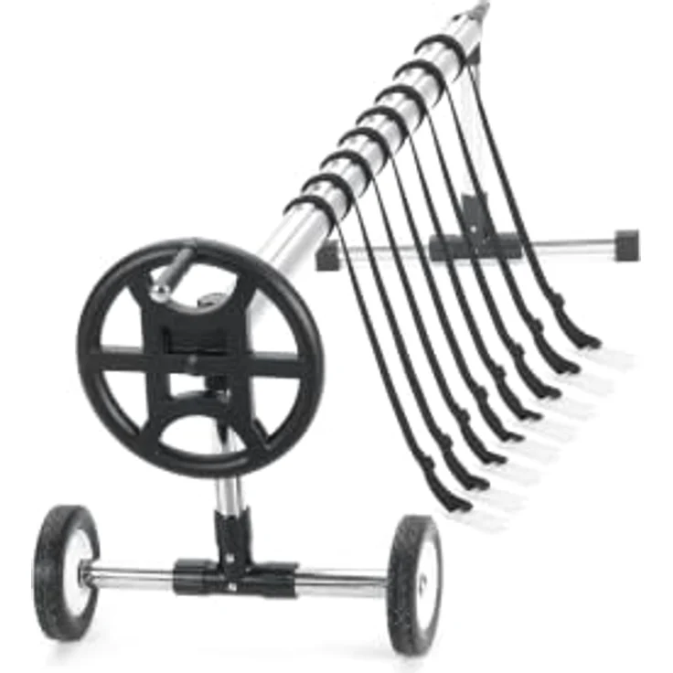 COIL Pool-Abdeckplane, Fahrbares Aufrollsystem für Solarfolie, Edelstahl-Basis & Aluminiumrohr mit 8 Befestigungsbändern – Bild 6