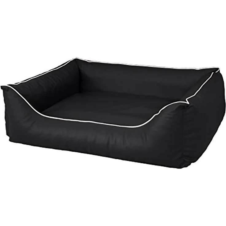 CopcoPet Rocco Orthopädisches Visco Hundebett Hundesofa Wendebett Kunstleder S 70x55cm Schwarz, Robustes und wasserabweisendes Hundebett mit orthopädischer Liegefläche – Bild 1
