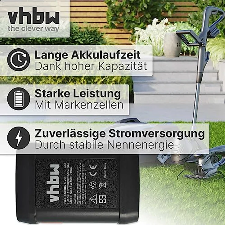 vhbw Akku passend für Gardena Turbotrimmer AccuCut 400 Li & AccuCut 450 Li, 8840, 8841 ersetzt 8835, 8835-20, 8839, 8839-20 - (Li-Ion, 3000mAh, 18V) – Bild 5