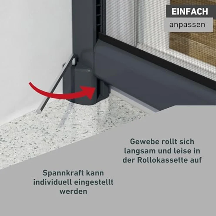 Windhager Insektenschutzrollo PLUS, transparent, Klemm- oder Schraubmontage, BxH: 160x160 cm, reißfestes Fiberglasgewebe mit Anti-Windbürste – Bild 7
