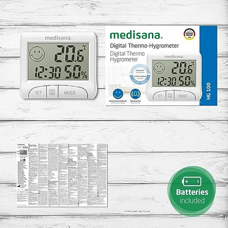 MEDISANA HG 100, digitales Thermo-Hygrometer mit Komfortzonen-Indikator, Alarmfunktion, weiß – Bild 7