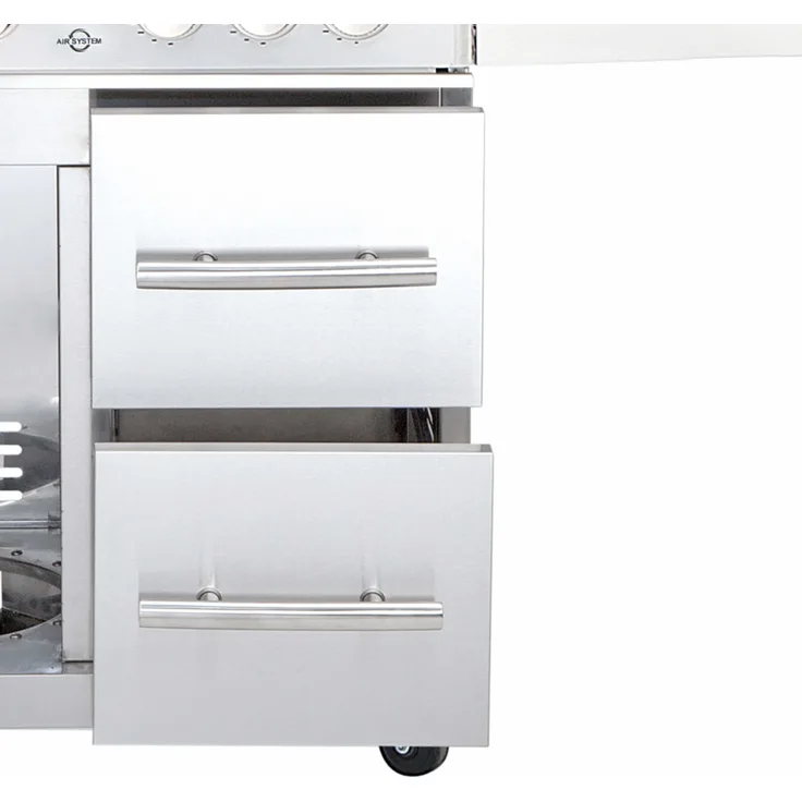 ALLGRILL ALL'GRILL Schubladen-System für Modular CHEF L -Edelst.- 2 Schubfächer je 36,5 x 28,5 x 48 cm inkl. Griff u. Soft Close (Außenmaß)