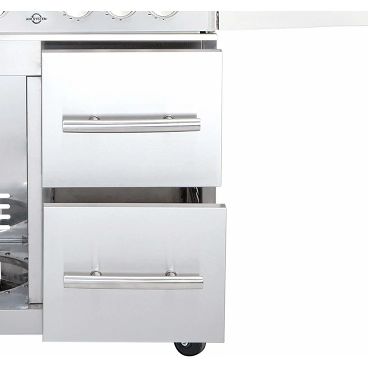 ALLGRILL ALL'GRILL Schubladen-System für Modular CHEF L -Edelst.- 2 Schubfächer je 36,5 x 28,5 x 48 cm inkl. Griff u. Soft Close (Außenmaß)