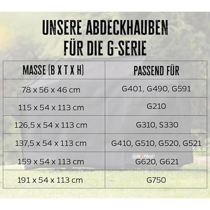 Grillfürst Grill Abdeckhaube, robuste wetterfeste Abdeckung 191 x 54 x 113 cm, wasserdicht, Abdeckung für Gasgrill Modell Grillfürst G750 – Bild 3