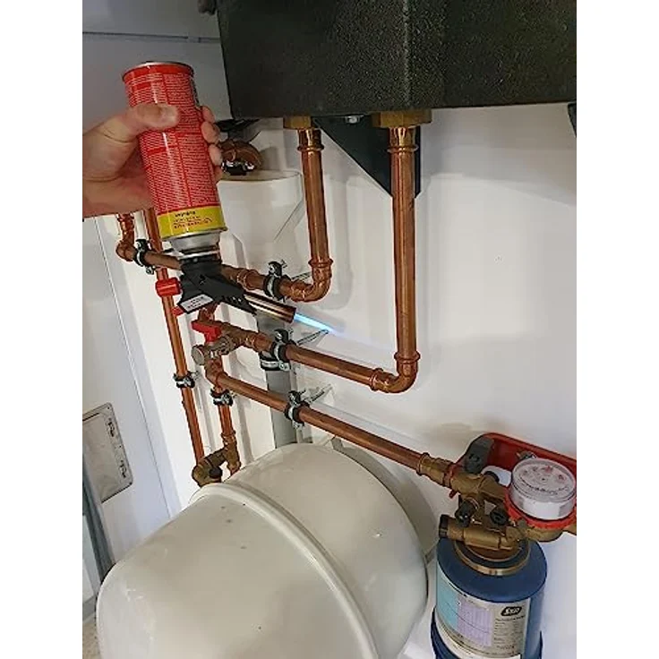 ROTHENBERGER Industrial Gas Brenner RS 220, Lötbrenner mit 360° Drehung und Piezo-Zündung, inkl. RoButan Gaskartusche 220 g – Bild 4