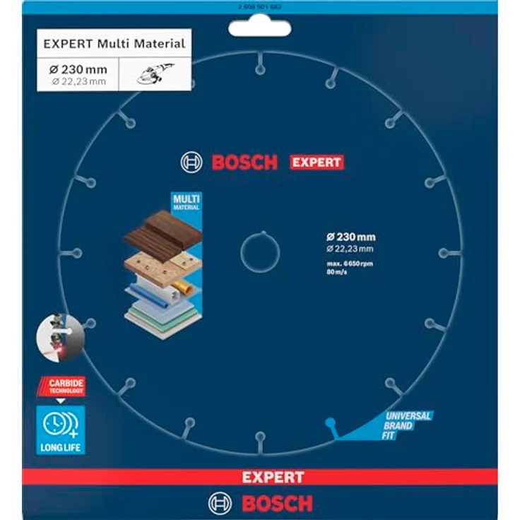 Bosch EXPERT Carbide Multi Wheel Trennscheibe, 230 mm, 22,23 mm, langlebige Trennscheibe für Beton, Stein, Metall, Holz und Kunststoff – Bild 2