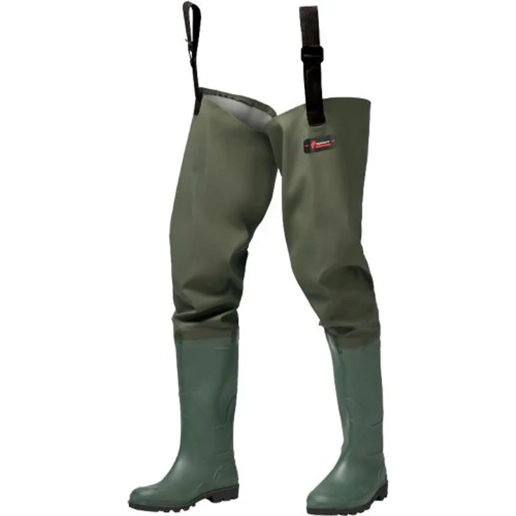 Norway Watstiefel Standard, olivgrün, Gr. 46, PVC/Nitril Sohle, doppelt verschweißte Nähte, individuell einstellbare Träger – Bild 2