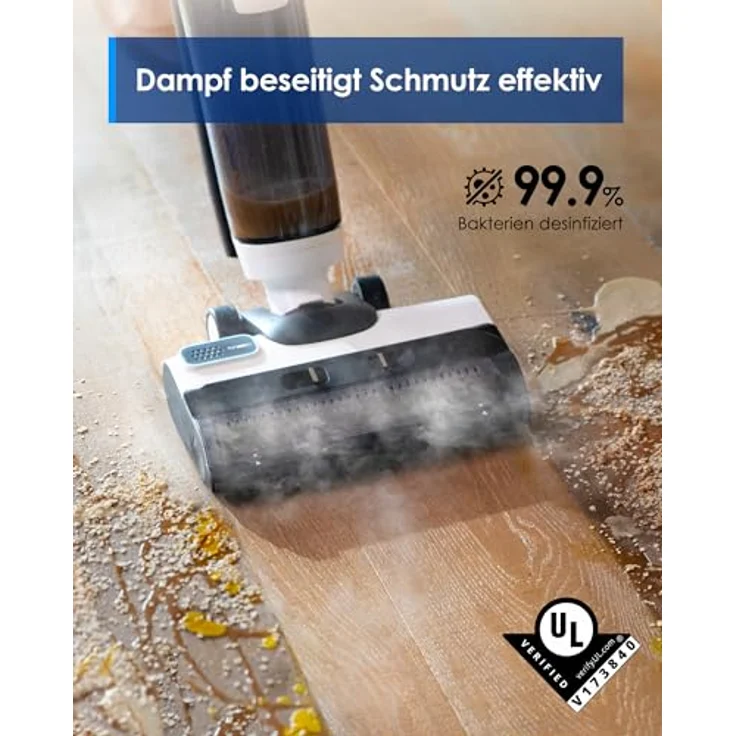 Tineco Floor ONE S5 STEAM Smart Nass-Trocken-Staubsauger, LED Anzeige iLoop Selbstreinigung Wischsauger Dampfreiniger für Hartböden, Klebrige Verschmutzungen – Bild 4