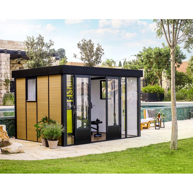 Palram - Canopia Gartenhaus Copenhagen Garden Studio, BxT: 340x276 cm, Hinterhof-Büro-Kit, modernes skandinavisches Design, schwarz