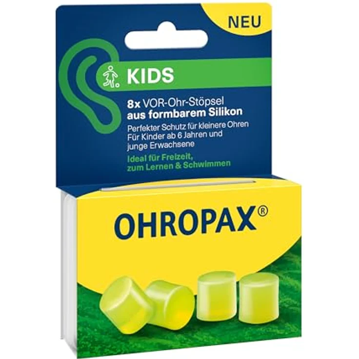 OHROPAX Kids Ohrstöpsel – Schutz vor Lärm für kleinere Ohren – VOR-Ohr-Stöpsel aus formbarem Silikon – SNR 23 dB – 8 Stück – Bild 1