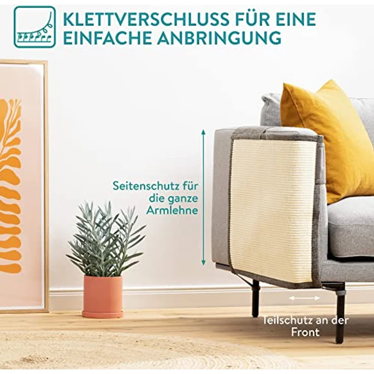 Navaris Kratzmatte & Kratzschutz für die Katze - Natürlicher Sisal Kratzteppich & Kratzmöglichkeit für das Sofa - Katzen Couch Abdeckung – Bild 3