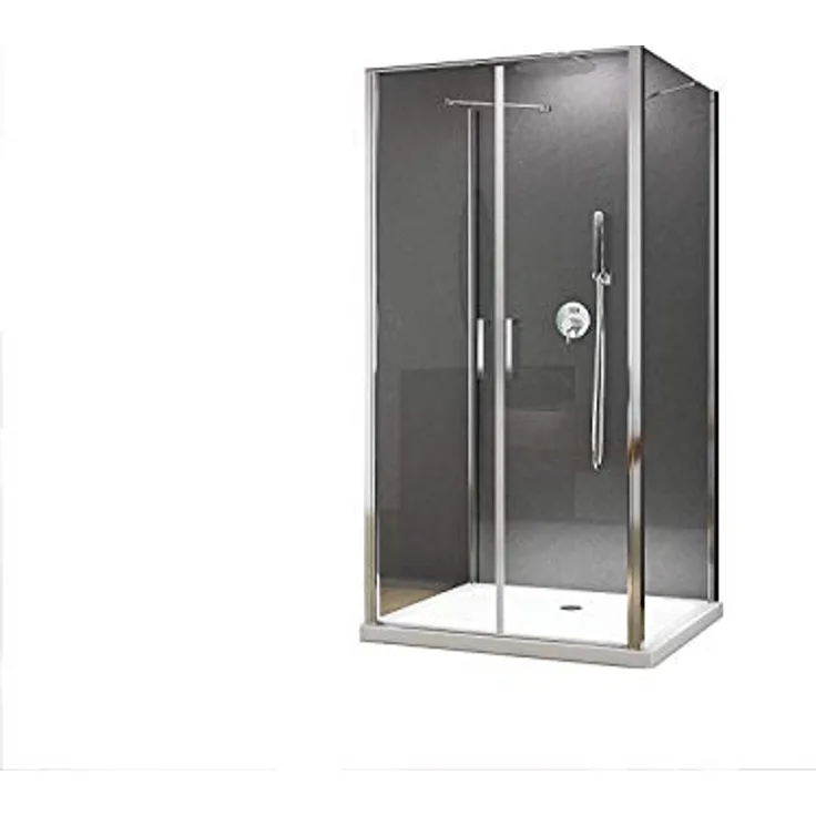 BuyLando Nora U Form Duschkabine 90x80x90 cm, Klarglas, Höhe 195 cm, 2-türige Einstiegsmöglichkeit, bodeneben oder mit Duschwanne montierbar