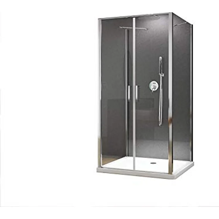 BuyLando Nora U Form Duschkabine 90x80x90 cm, Klarglas, Höhe 195 cm, 2-türige Einstiegsmöglichkeit, bodeneben oder mit Duschwanne montierbar – Bild 1