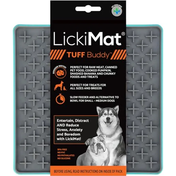 LickiMat Buddy Tuff Antischlingnapf für nasse und trockene Hundenahrung, spülmaschinenfest, 20 x 20 cm, türkis