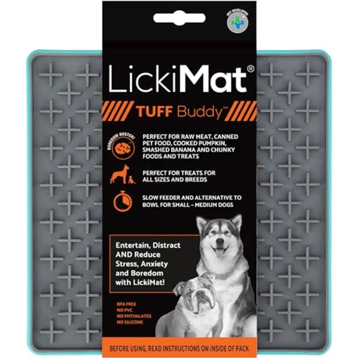 LickiMat Buddy Tuff Antischlingnapf für nasse und trockene Hundenahrung, spülmaschinenfest, 20 x 20 cm, türkis – Bild 1