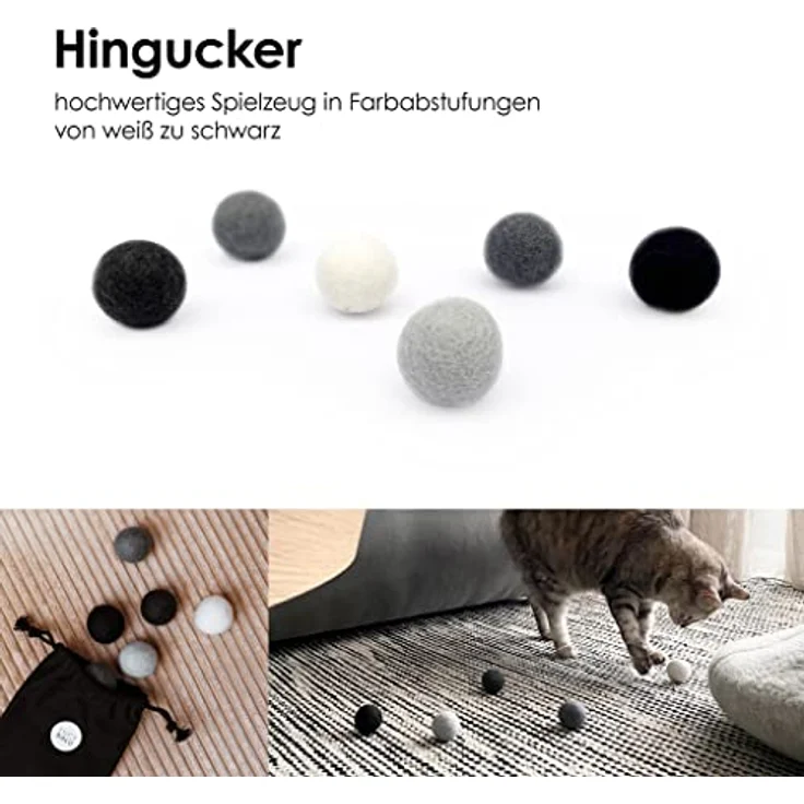 LucyBalu® Filzbälle für Katzen I Katzenspielzeug I Katzenbälle aus Filz | Katzen Spielsachen aus 100% Wolle I Natürliches Spielzeug für Katzen | Spielbälle für Katzen Fair aus Nepal | 6 Stück | Grau – Bild 2