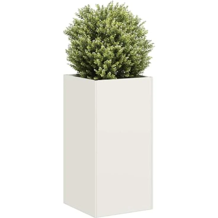 vidaXL Pflanzkübel Weiß 40x40x80 cm Kaltgewalzter Stahl, Pflanzschale, Garten-Garten-Pflanzkübel, Outdoor-Pflanzgefäß, Hochbeet, Pflanzgefäß – Bild 2