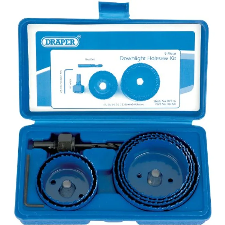 Draper 89716 Lochsägensatz für Downlights, 9-teilig