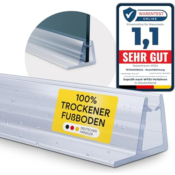 tktrading24 Duschdichtung PVC Ersatzdichtung TYP-4, 200cm für Glasstärke 8mm, mit Gummilippe 28mm, schimmelbeständig und langlebig – Bild 1