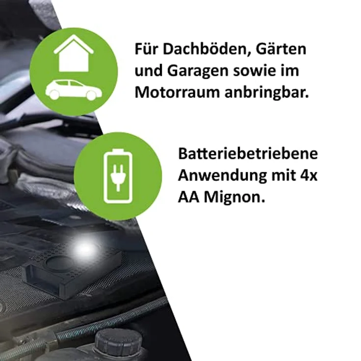 ISOTRONIC Marderschreck Blitz mit Licht/LED Blitzlichtfunktion und Ultraschall für Haus, Garage und Dachboden - Neu: Sensor-Schalter - vertreibt Marder, Mäuse, Ratten Siebenschläfer (3) – Bild 5