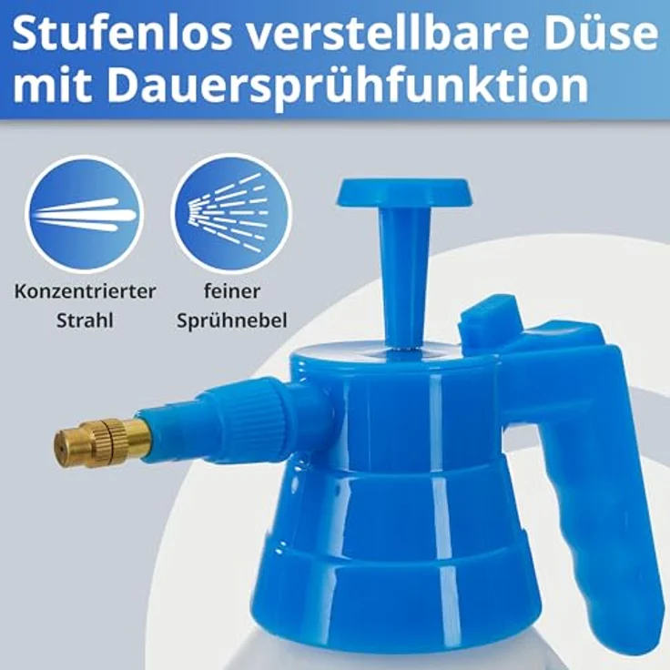 Nanoprotect Handsprüher 1,5 Liter | Drucksprüher mit Verstellbarer Messingdüse, Pumpsprüher | Gartenspritze, ergonomischer Griff | blau – Bild 4