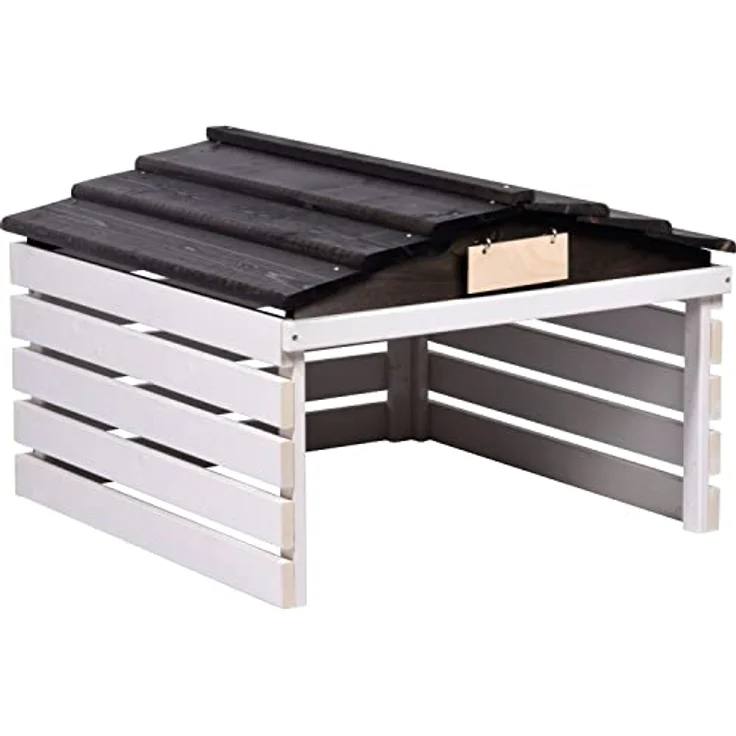 dobar 56192e Mährobotergarage mit abnehmbarem Dach - Rasenroboter Unterstand Massivholz - Rasenmäher Garage - Automower Überdachung - 78,5 x 74 x 52,5 cm - Weiß/Schwarz – Bild 3