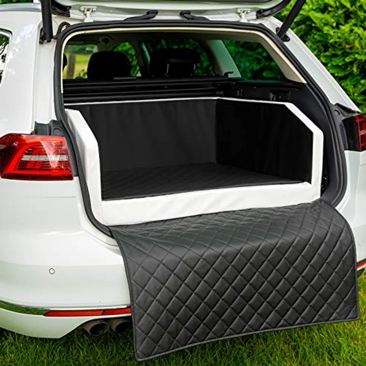 CopcoPet - Travel Bed Hundebett für Kofferraum 70x55x38cm Kunstleder Schwarz/Weiß - rutschfest, wasserabweisend & Kratzfest – Bild 2