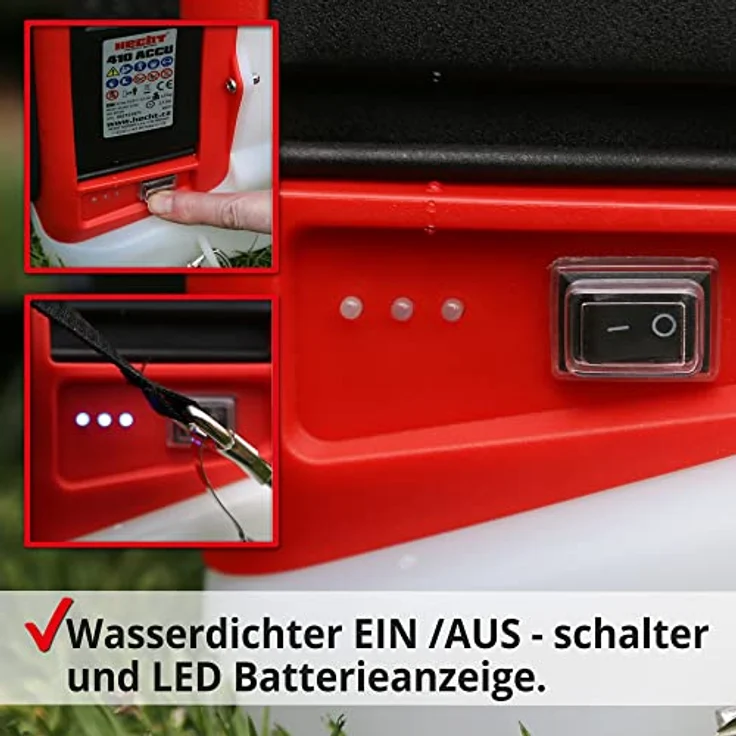 HECHT Drucksprüher Akku 10l, Rückenspritze mit 2,5 Ah Lithium-Ionen Akku, 4 Düsen, ergonomischem Schultergurt und 50 cm Lanze – Bild 4