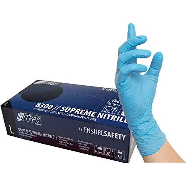 AS Arbeitsschutz GmbH SUPREME NITRILE Einweghandschuhe Gr. S, blau, Nitril, EN374 PSA III, 100 Stück, für Lebensmittelkontakt und Hygienebereiche – Bild 2