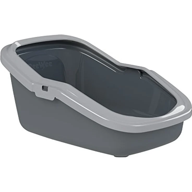 PeeWee Katzentoilette EcoMinor Katzenklo offen Schale Katzen WC inkl. 3kg Streu Holzpellets Pellets, Farbe:Grau – Bild 2