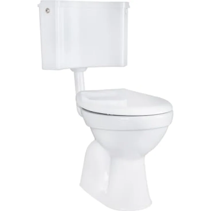 Belvit WC Set Taharet, Stand-WC mit integrierter Bidet-Funktion, Softclose Duroplast Sitz und Eck Aufputzspülkasten AP2001, spülrandlos 