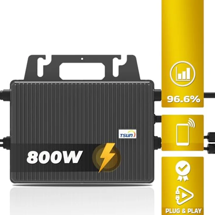 SUNNIVA® Balkonkraftwerk Black Frame BIFACIAL 1144/800W Solaranlage mit 800W TSUN Micro Wechselrichter Wifi Bluetooth, upgradebar drosselbar, 2x440W Bifaziale Solarmodule, 5m Kabel, Photovoltaikanlage – Bild 2