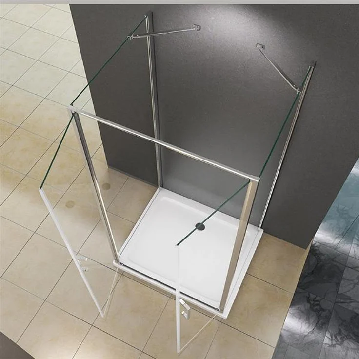Glaswerk Westfalen Nora U Form Duschkabine 90x90x90 cm, Klarglas, 8 mm ESG-Sicherheitsglas, inkl. Tasse & Siphon