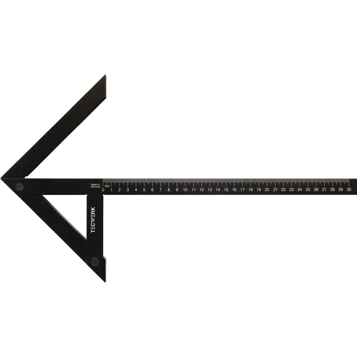 Tecwerk Zentrierwinkel, Winkelmesser mit Schenkellänge 300x180 mm, oberflächengehärtetes Aluminium, schwarze Eloxierung