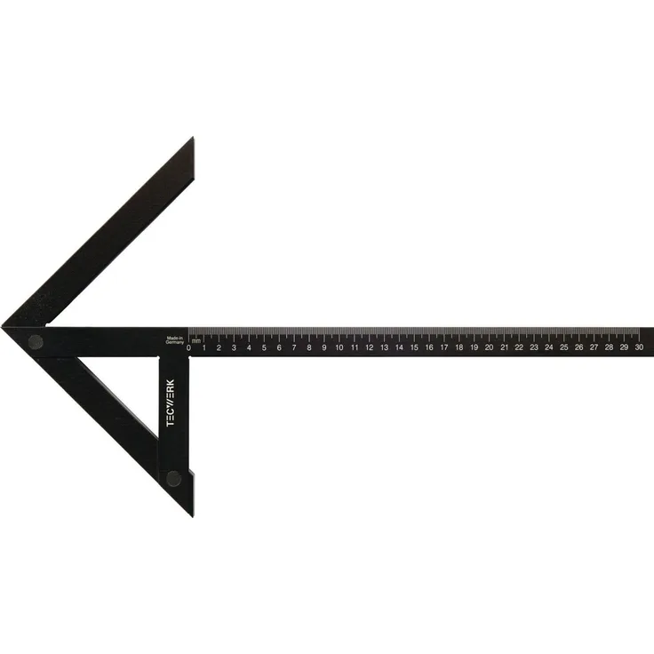 Tecwerk Zentrierwinkel, Winkelmesser mit Schenkellänge 300x180 mm, oberflächengehärtetes Aluminium, schwarze Eloxierung
