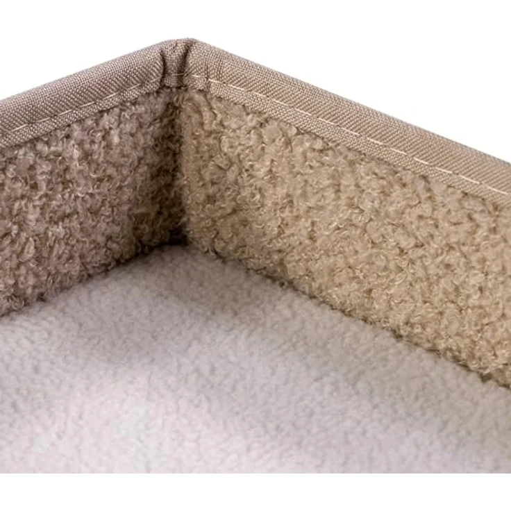 hjh LIVING Pawy Eb Katzenkorb, eckiges Hundebett + Katzenbett mit faltbarem Design, stabiler Konstruktion und Kratzbrett, Bouclé-Stoff, inklusive Teddy-Kissen – Bild 5