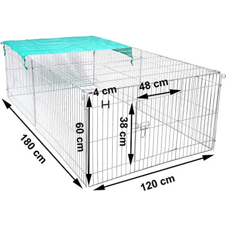 EUGAD Freigehege Kaninchen, Freilaufgehege Hasen mit Sonnenschutz, BHT 180x60x120cm 0003TSL – Bild 3