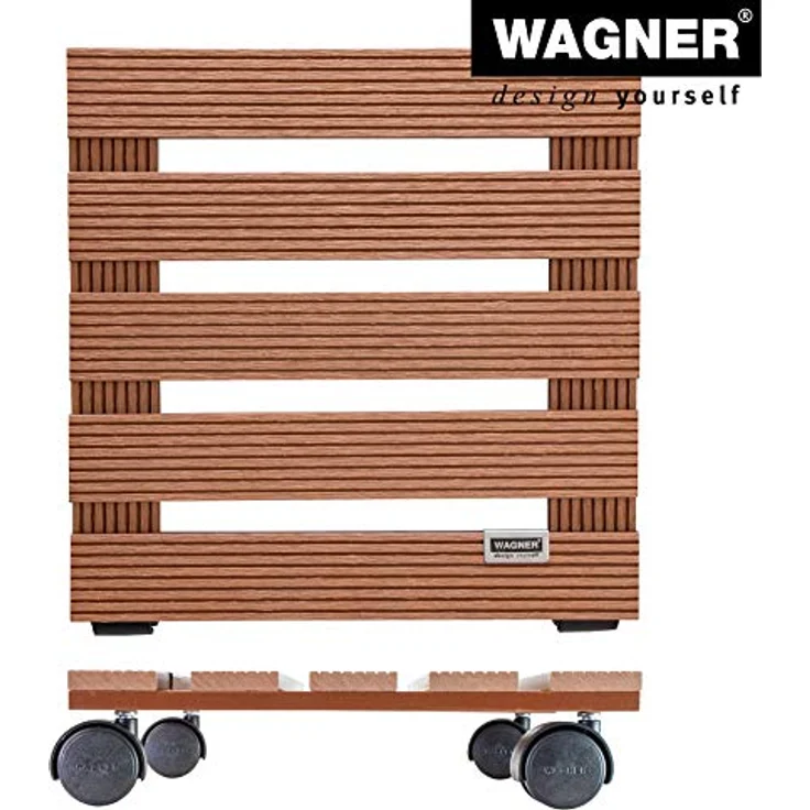WAGNER Pflanzenroller WPC 29 x 29 x 8,5 cm I Pflanzenroller & Blumenroller für Außenbereich + Innenbereich, Terracotta I Kübelroller aus WPC (Wood Plastic Composite) I Tragkraft 60 kg - 20051001 – Bild 6