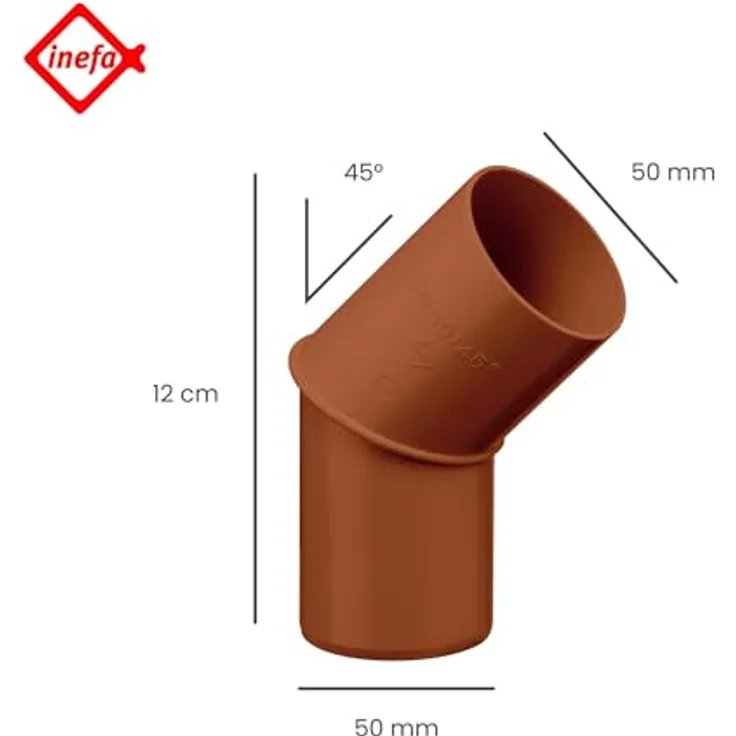 INEFA Fallrohrbogen 45 Grad, PVC DN 50, braun, für Dachentwässerung, witterungs- und UV-beständig, Made in Germany – Bild 2