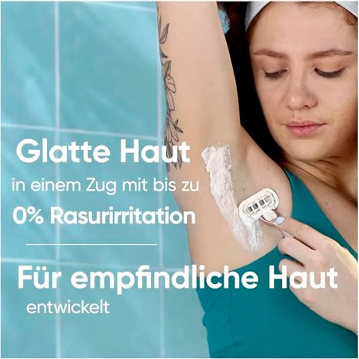 Gillette Venus Pro Smooth Sensitive, Damenrasierer für empfindliche Haut mit 5 Klingen, Metallhandstück und Duschhalterung, TESTSIEGER von Stiftung Warentest – Bild 3