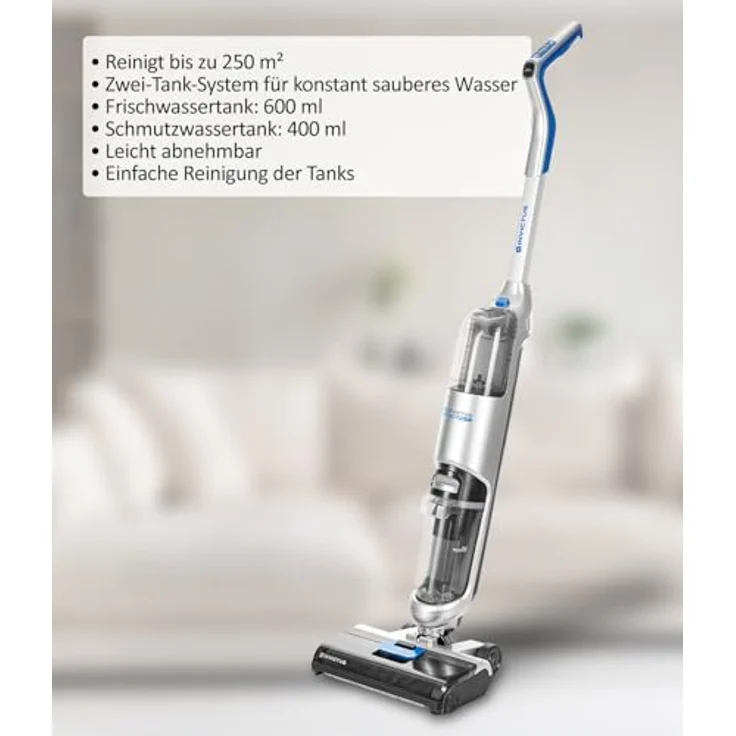 Genius INVICTUS WD7 Kabelloser Nass- und Trockensauger Deluxe-Set 17-tlg. Selbststehender Staubsauger zum polieren, inkl. Reinigungskonzentrat, mit Aufbewahrungsstation, Akkustaubsauger, Akkuwischgerät, in Schwarz – Bild 4
