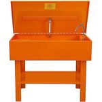 Teilewaschgerät 180L Freistehend Garage Werkstatt Beschichteter Stahl Abnehmbares Regal Kleinteile-Container Schmelzbare Verbindung Deckel 2,7-3,6 L/min Pumpenleistung 109L Lösungsmittelkapazität