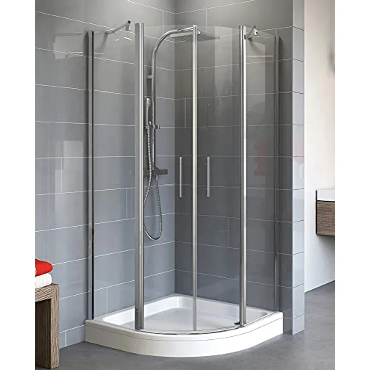 Schulte EP325604 01 500 Duschkabine Alexa Style 2.0 Runddusche inkl, Duschwanne, 80 x 80 cm, 192 cm, Radius 55 cm, 5 mm Sicherheitsglas klar hell beschichtet, alunatur – Bild 1