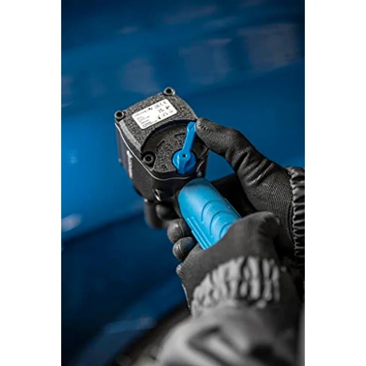 Högert Technik – Luftschlüssel ultra kurz 1/2" JUMBO-Laufwerk - Drehzahl 10 000 U/min - Betriebsdrehmoment bis 680 Nm - HT4R626, pneumatischer Schlagschrauber, vibrationsarm, nur 1,24 kg, Aluminium Verbundgehäuse – Bild 5